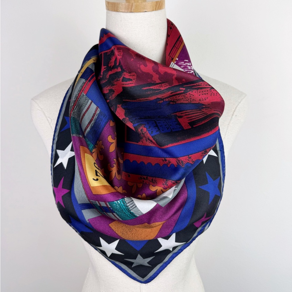 Perry Ellis Vintage America Poster Silk Scarf